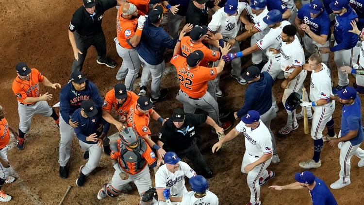 MLB hands down punishments to Astros Rangers for bench clearing incident from Game 5 of ALCS