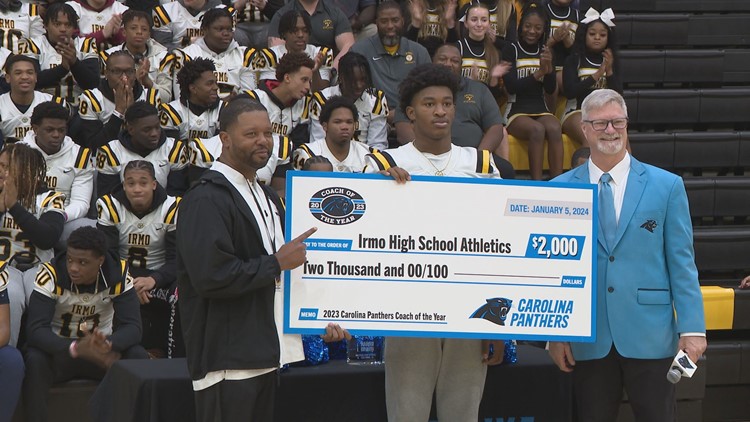 Irmo and the Carolina Panthers team up for a surprise play for head coach Aaron Brand