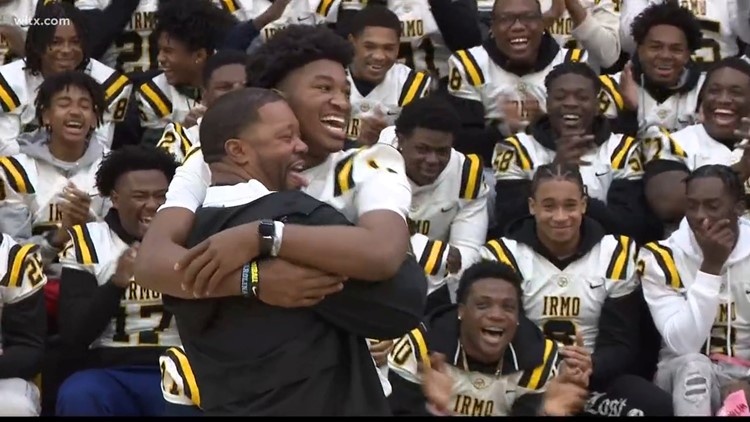 Irmo Carolina Panthers team up to surprise head coach Aaron Brand