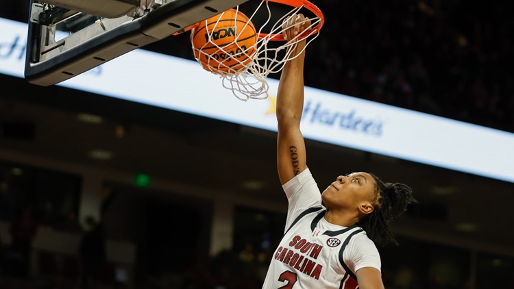 South Carolinas Ashlyn Watkins dunks against Kentucky