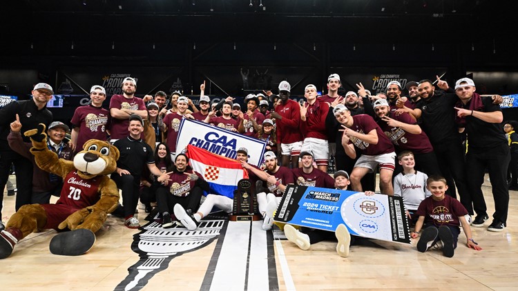 Top seeded College of Charleston beats Stony Brook 82 79 in OT for back to back CAA Tournament championships