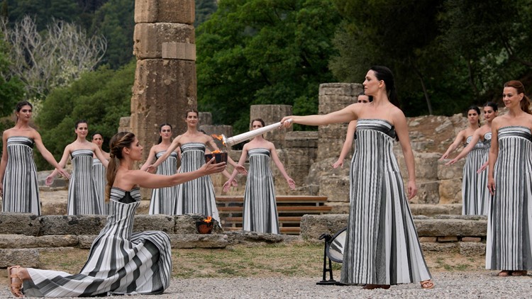 Olympic flame lit in Greece beginning months long journey to Paris