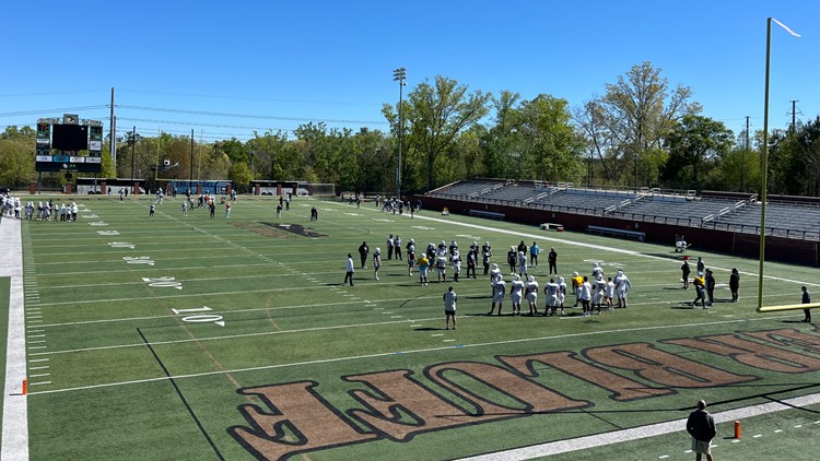 The Citadel football team holds Spring Practice at River Bluff High School