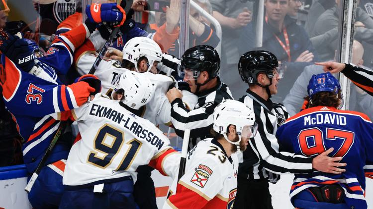 Oilers rout the Panthers 8 1 in Game 4 to avoid being swept in the Stanley Cup Final