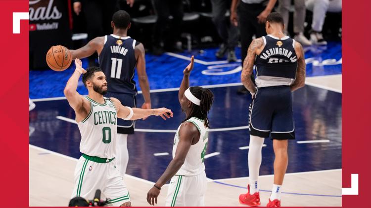 Celtics land the biggest punches again top Mavericks to move one win from NBA title