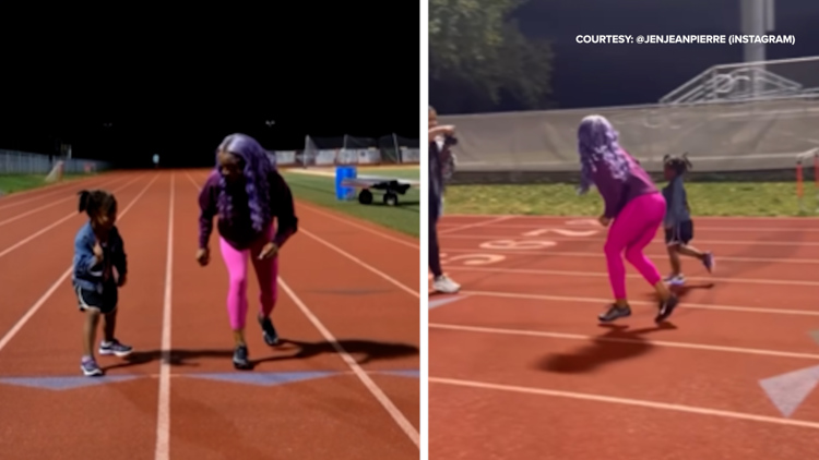 VIDEO Adorable 4 year old girl challenges ShaCarri Richardson to a race