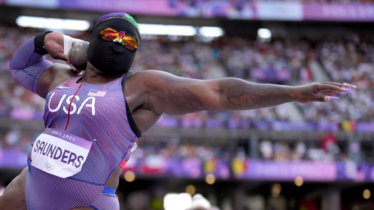 Who is the masked shot putter competing at the Paris Olympics