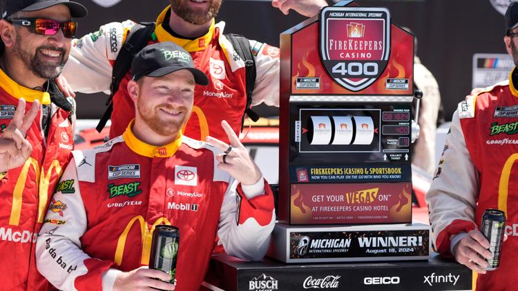 Tyler Reddick wins rain delayed NASCAR Cup race at Michigan his 2nd victory of 2024