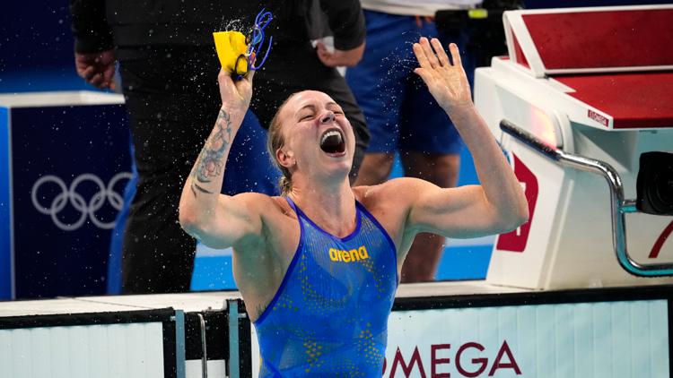 Talked into swimming the 100 meter freestyle Sarah Sjöström gets a gold that surprises even her