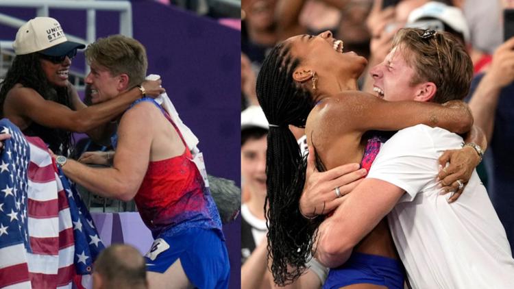 Dreams do come true Olympics power couple Tara and Hunter Woodhall celebrate after winning gold in Paris