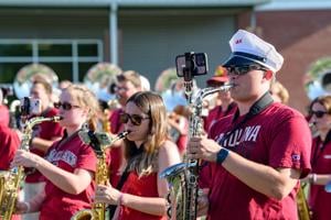 USC Marching Band playing dress rehearsal route in Columbia ahead of Macys Thanksgiving Parade