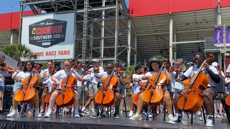 Blythewood High School Orchestra performs at NASCAR race in Darlington