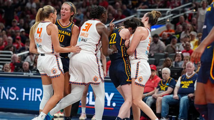 Marina Mabreys foul on Caitlin Clark upgraded to Flagrant 2 Sophie Cunningham issued additional fine