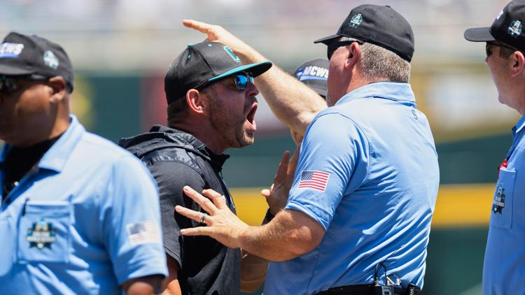 Coastal Carolina coaches ejected from College World Series game in 1st inning