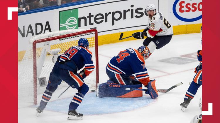 Marchand scores in 2nd OT, Panthers beat Oilers 5-4 in Game 2 to even the Stanley Cup Final