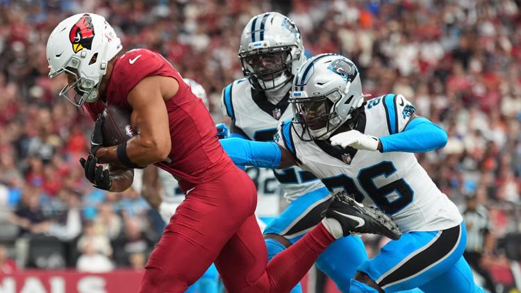 Calais Campbells sack with 26 seconds left secures Cardinals 27 22 win after Carolina comeback try