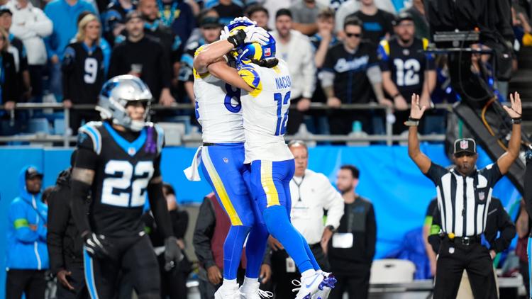 Stafford’s late TD pass to Parkinson lifts the Rams past the Panthers 34-31 in tense playoff opener
