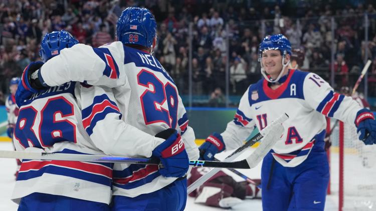Brock Nelson scores twice as US opens by rolling over Latvia 5 1