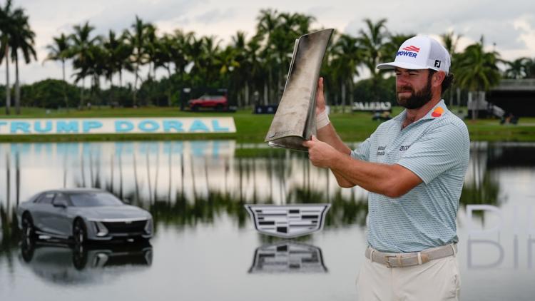 With Trump watching in Doral Cameron Young finishes off wire to wire win at Cadillac Championship