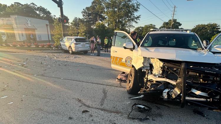 Early morning accident involving Lexington County Sheriffs Office vehicle temporarily closes Columbia Avenue