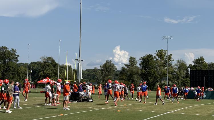 Clemson begins the work week on the practice fields